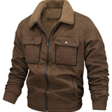 Men's Fleece-Lined Winter Jacket – Zip-Up Warm Casual Style