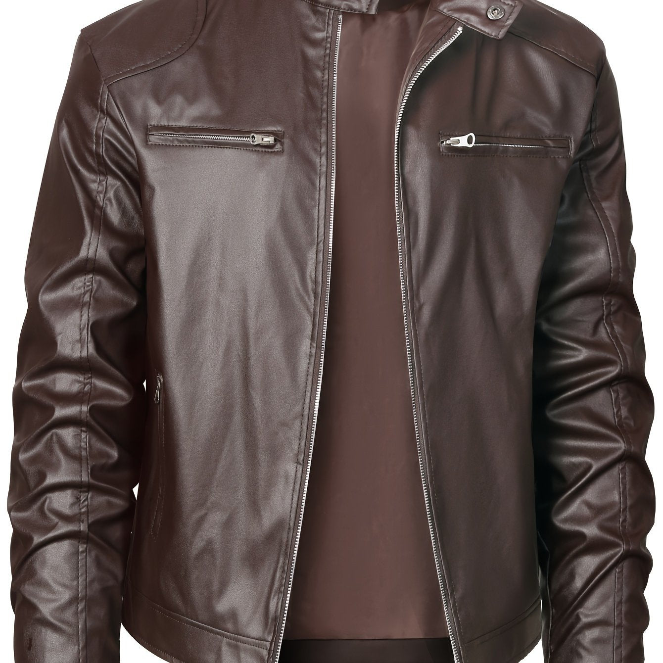 Men's Moto Style Jacket – Stand Collar Casual Biker Outerwear