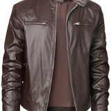 Men's Moto Style Jacket – Stand Collar Casual Biker Outerwear
