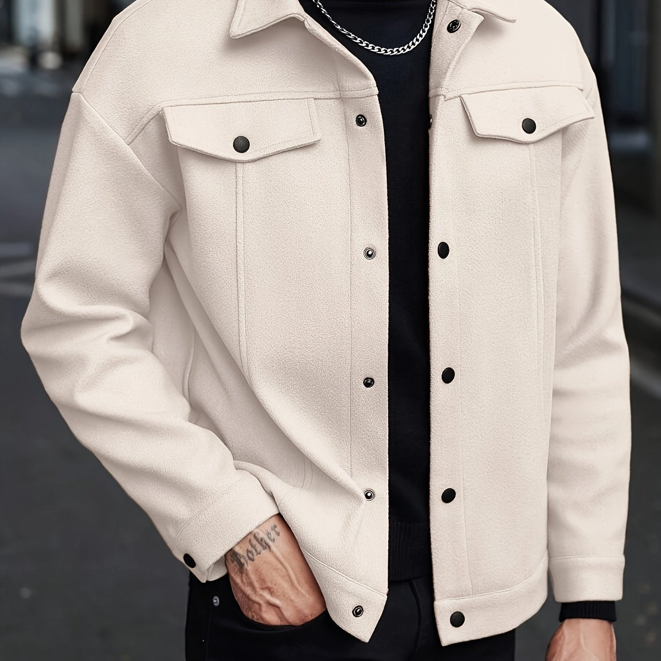 Men's Snap Button Jacket – Modern Casual Lightweight Overshirt