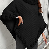 Women's Faux Fur Trim Poncho – Warm Winter Cape Wrap Cover Up