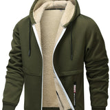 Men's Hooded Fleece-Lined Zip-Up Jacket - Cosy Winter Layer