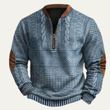 Men's Half Zip Sweater | Classic Comfort with Elbow Patches