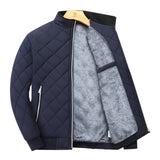Men's Quilted Bomber Jacket - Fleece-Lined Ribbed Trim Layer