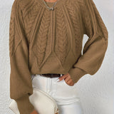Women's Cable Knit Jumper – Relaxed Fit Chunky Winter Top