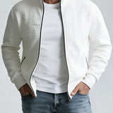 Men's Textured Stand Collar Jacket – Smart Casual Autumn Style