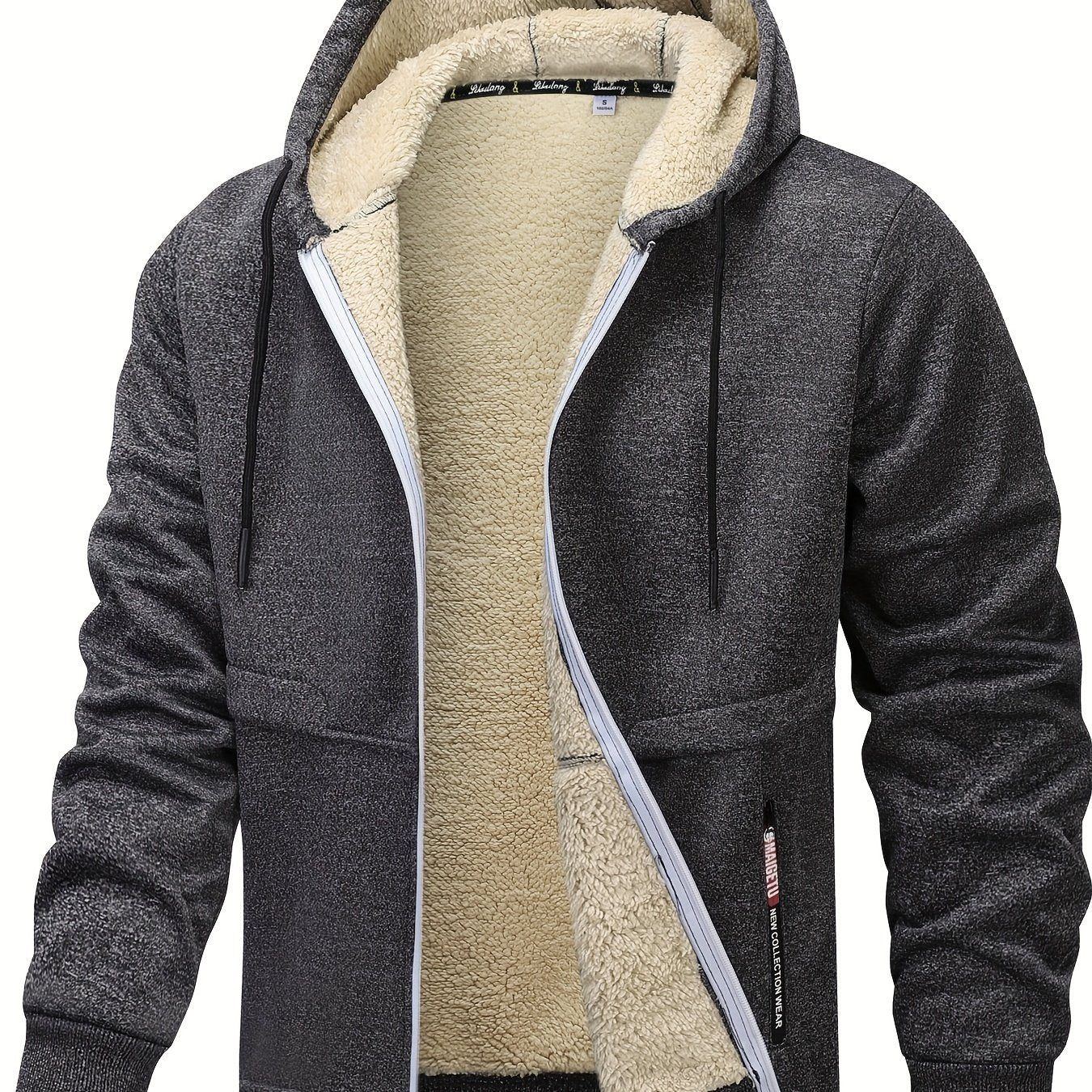 Men's Hooded Fleece-Lined Zip-Up Jacket - Cosy Winter Layer