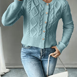 Women's Cable Knit Cardigan – Button Front Chunky Knitted Top