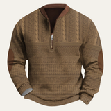 Men's Half Zip Sweater | Classic Comfort with Elbow Patches