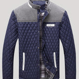 Men's Quilted Jacket with Stand Collar – Padded Winter Outerwear