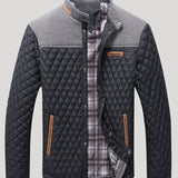 Men's Quilted Jacket with Stand Collar – Padded Winter Outerwear