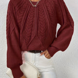 Women's Cable Knit Jumper – Relaxed Fit Chunky Winter Top