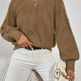 Women's Cable Knit Jumper – Relaxed Fit Chunky Winter Top