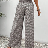 Wide Leg Geometric Print Trousers | Statement Comfort