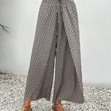 Wide Leg Geometric Print Trousers | Statement Comfort