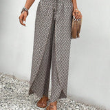 Wide Leg Geometric Print Trousers | Statement Comfort