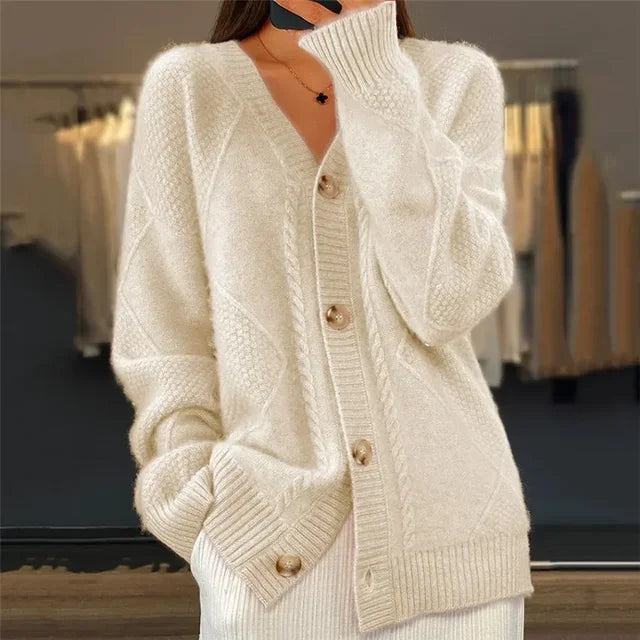 Women's Cashmere Cardigan – Soft Button-Up Long Sleeve Knit