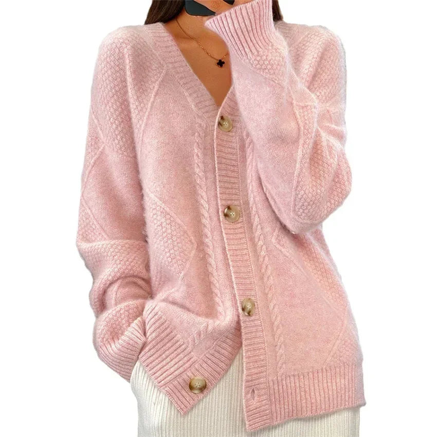 Women's Cashmere Cardigan – Soft Button-Up Long Sleeve Knit