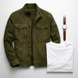 Men's Suede Jacket – Front Pocket Smart Casual Outerwear