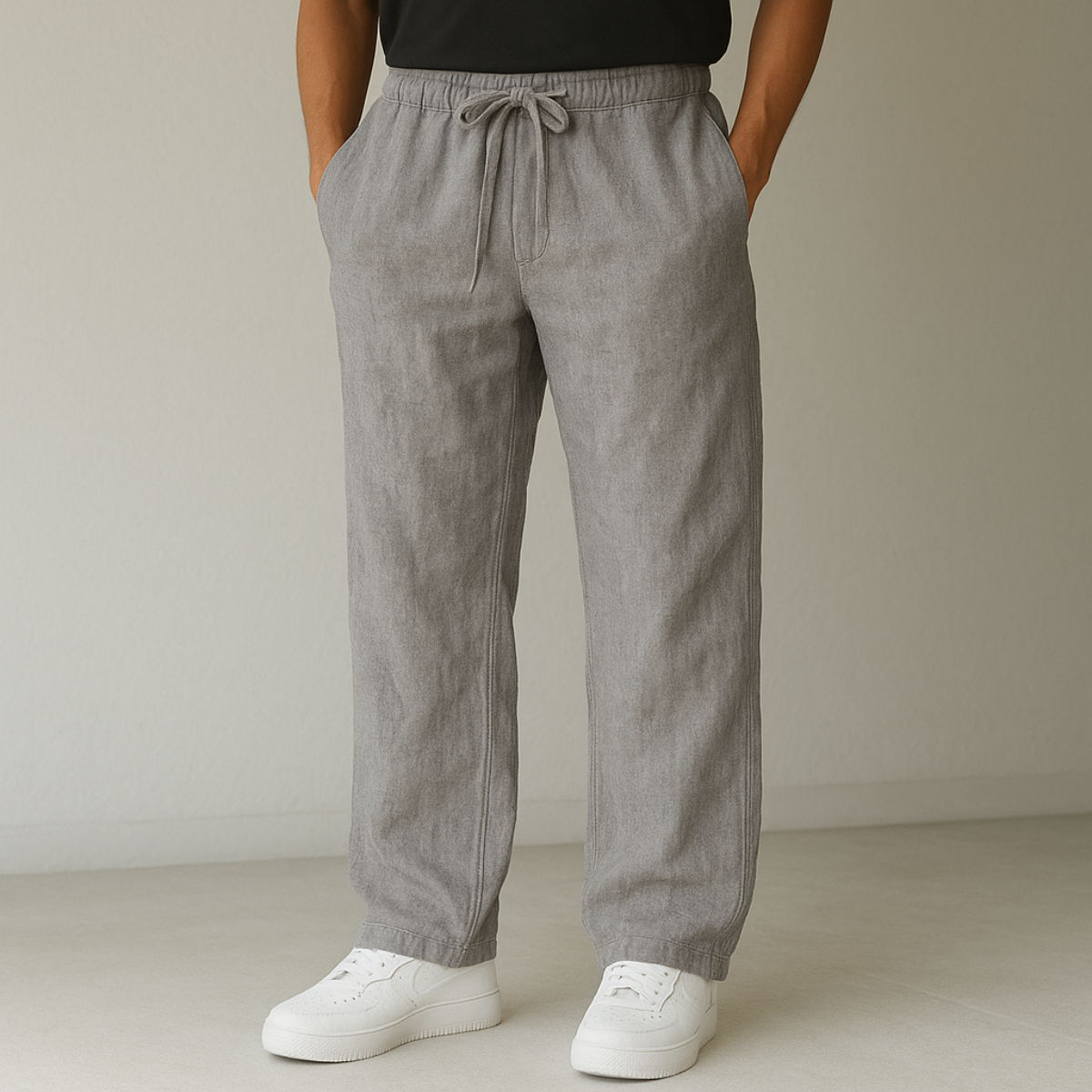 Men's Wide Leg Trousers – Drawstring Waist Relaxed Casual Fit