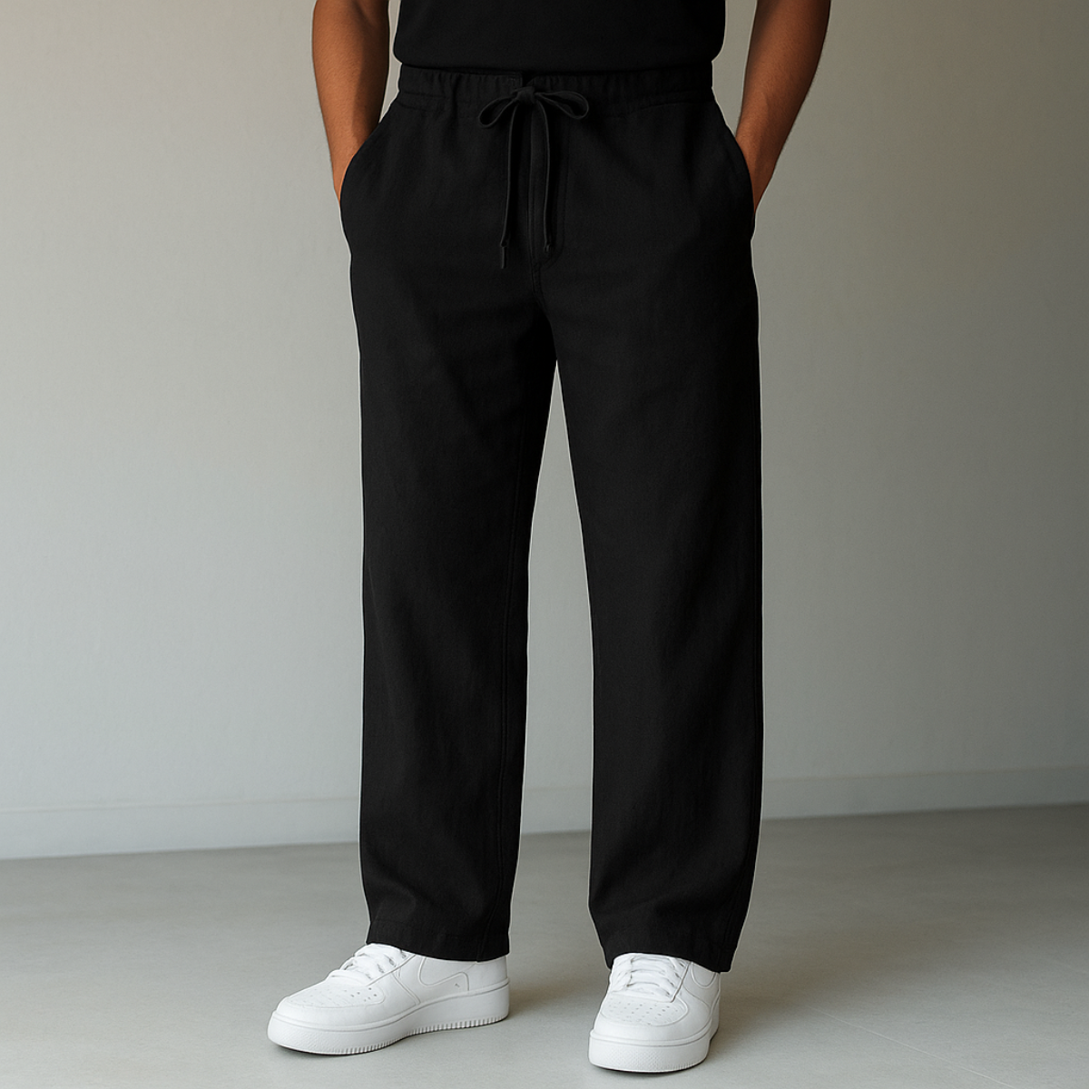 Men's Wide Leg Trousers – Drawstring Waist Relaxed Casual Fit