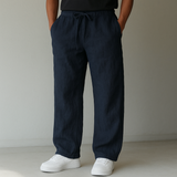 Men's Wide Leg Trousers – Drawstring Waist Relaxed Casual Fit
