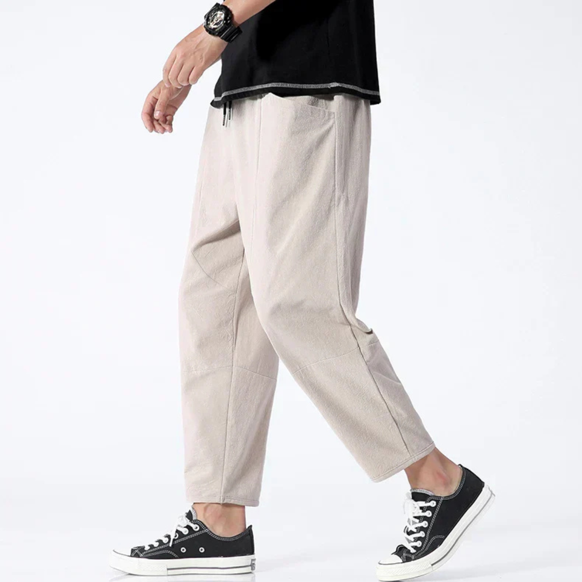 Men's Cropped Wide Leg Trousers – Relaxed Ankle Length Fit