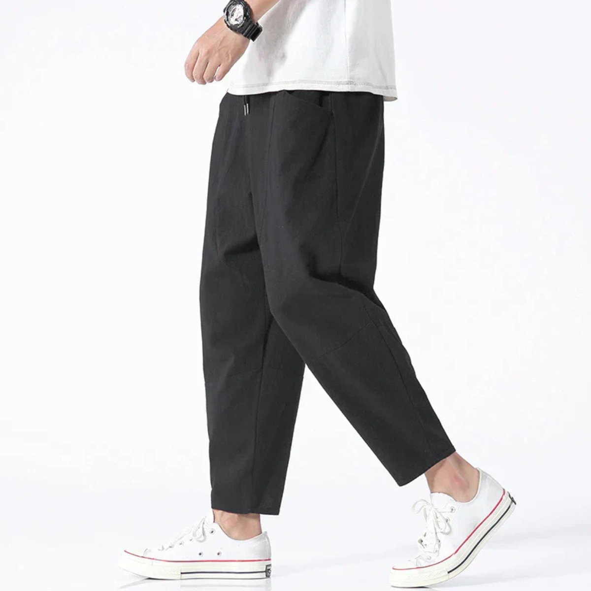 Men's Cropped Wide Leg Trousers – Relaxed Ankle Length Fit