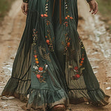 Bohemian Maxi Dress | Elegant Floral Pleated Design with Sophisticated Style