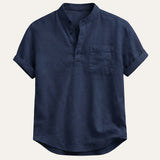 Men's Summer Henley Linen Shirt | Breathable Beach Comfort