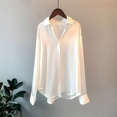 Silk Blouse Elegant Satin Button-Up Top