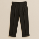 Men's High Waist Wool Pants | Classic Pleated Style