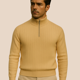 Men's Half Zip Ribbed Sweater | Classic Comfort & Versatile Style