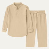 Men's Casual Long Sleeve Shirt Set | Lightweight Beach Comfort