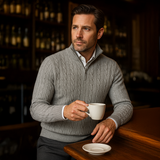 Men's Cable Knit Zipper Sweater | Old Money Sophistication & Winter Warmth