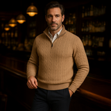 Men's Cable Knit Zipper Sweater | Old Money Sophistication & Winter Warmth