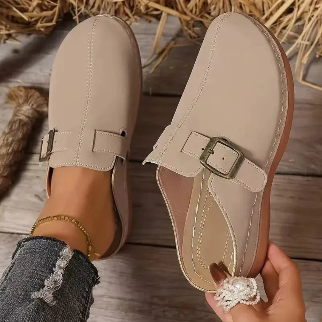 Sofia™ | Closed-Toe Faux Leather Mules
