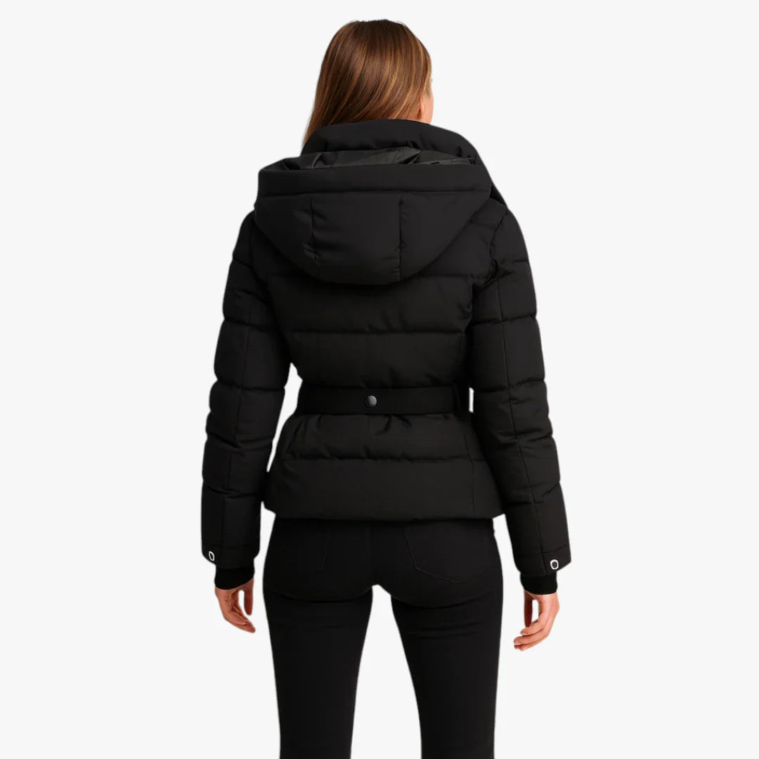 Belted Puffer Jacket Warm Quilted Coat with Waist Belt