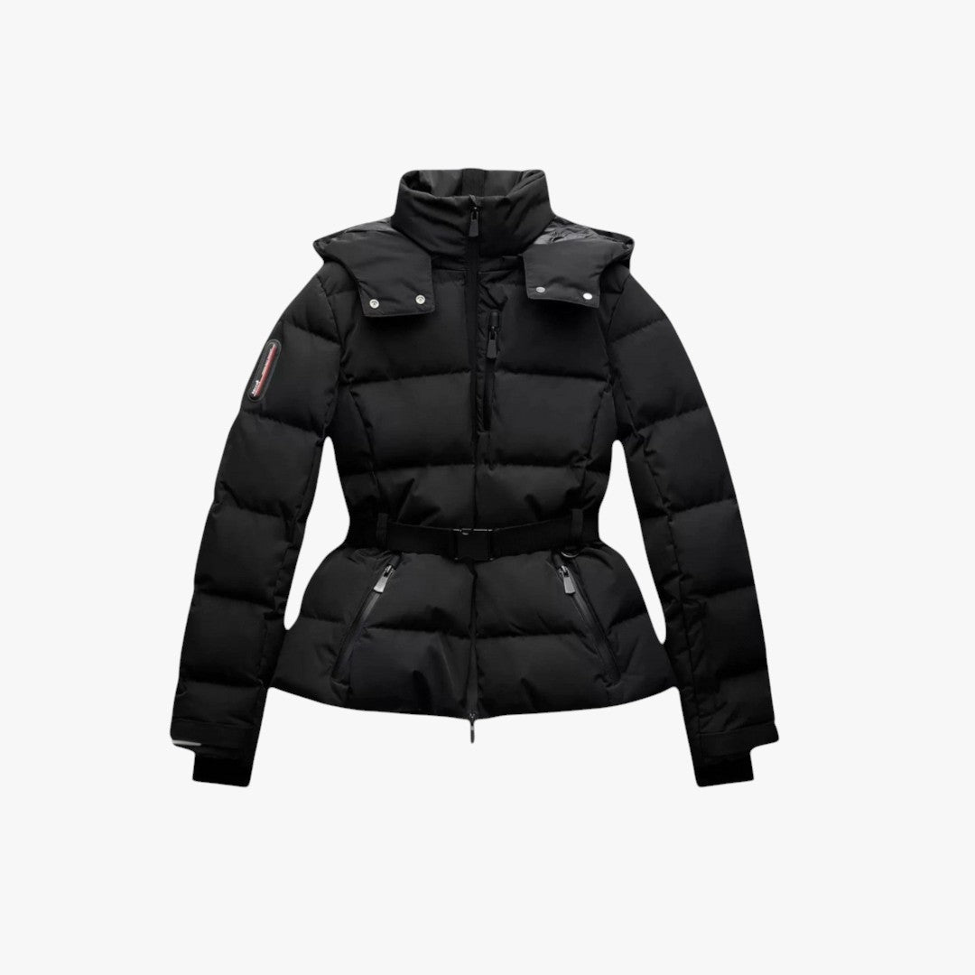 Belted Puffer Jacket Warm Quilted Coat with Waist Belt