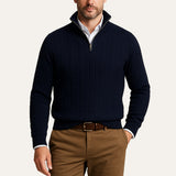 Men's Cable Knit Zipper Sweater | Old Money Sophistication & Winter Warmth