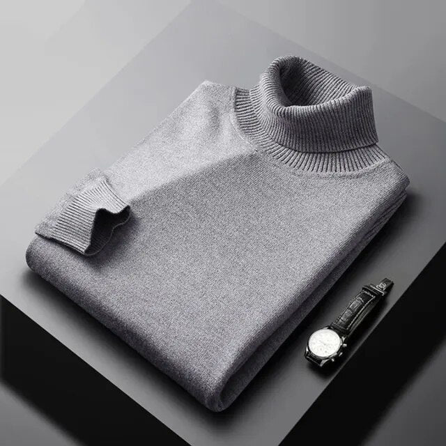 Men's Turtleneck Sweater – Roll Neck Knit for Winter