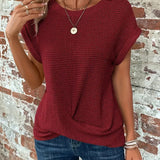 Waffle Knit Casual Tee | Relaxed Comfort with Textured Style