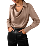 Drape Neck Satin Blouse | Luxurious Comfort, Timeless Elegance