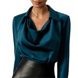 Drape Neck Satin Blouse | Luxurious Comfort, Timeless Elegance