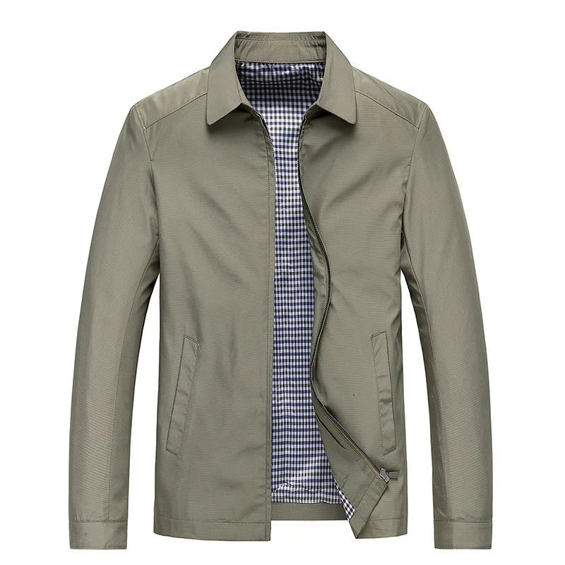 Men's Weather-Resistant Collared Jacket - Full-Zip Casual Layer