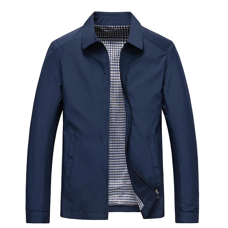 Men's Weather-Resistant Collared Jacket - Full-Zip Casual Layer