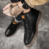 Men's Rugged Lace Up Boots - Urban Industrial Ankle Boots