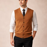 Men's Button Down Knit Sweater Vest | Sophisticated Layering Essential