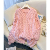 Oversized V-Neck Cable Knit Sweater | Cozy Comfort & Timeless Style