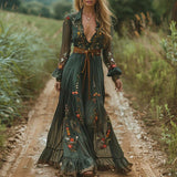 Bohemian Maxi Dress | Elegant Floral Pleated Design with Sophisticated Style